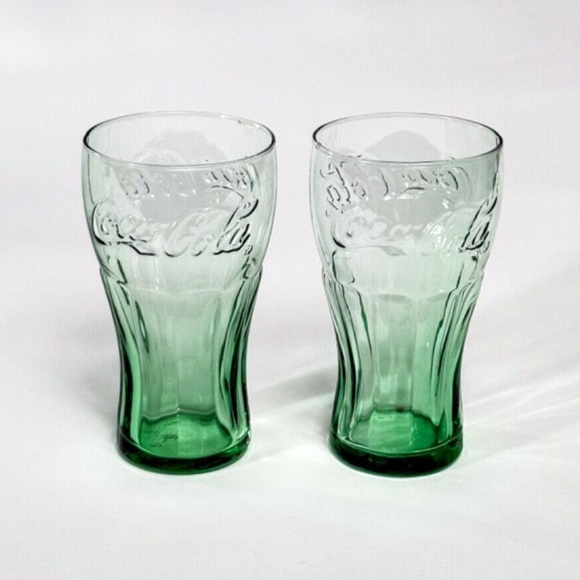 (2) Libbey Classic Coca-Cola Green Glass Tumblers – Embossed Logo – 16.75oz – 6” - Picture 1 of 5